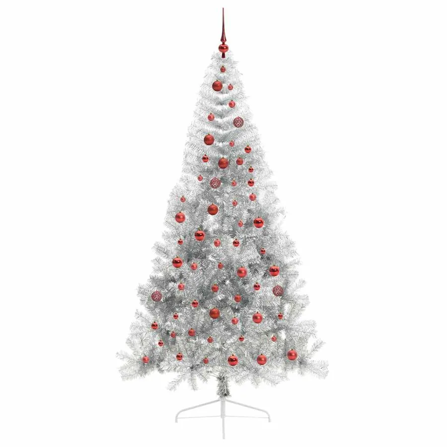 Sapin de Noël artificiel pré-éclairé Argent 210 cm PET - 4