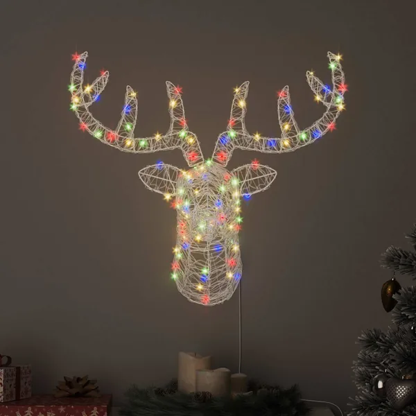 Tête de Renne avec 140 LED coloré 68 x 36,5 x 62,5 cm Acrylique