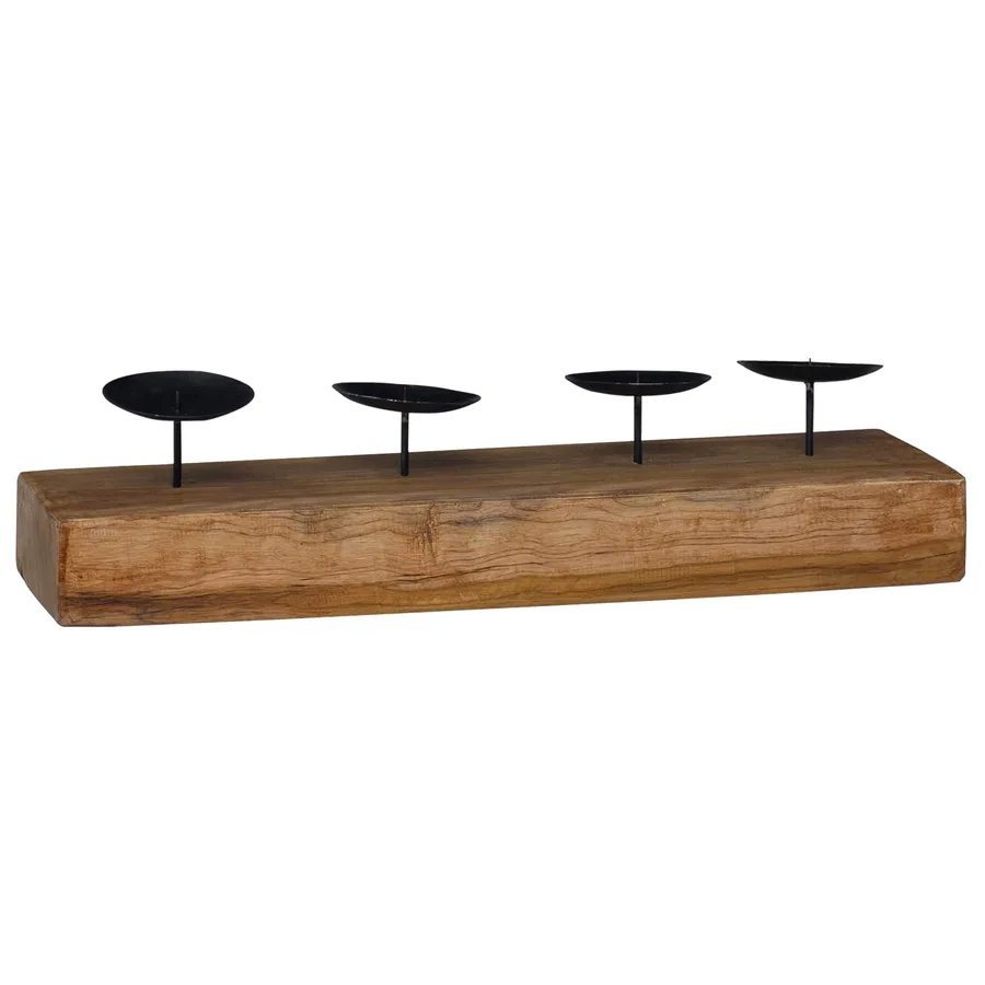 Bougeoir Naturel 50 x 15 x 10 cm Teck massif - 2