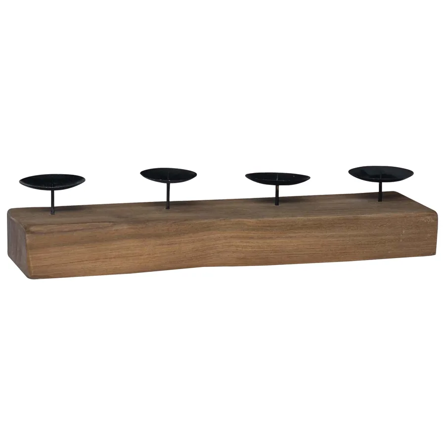Bougeoir Naturel 50 x 15 x 10 cm Teck massif - 7