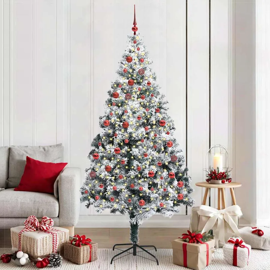 Sapin de Noël artificiel Blanc 210 cm PVC, Acier et Plastique