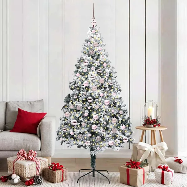 Sapin de Noël artificiel Blanc 210 cm PVC, Acier et Plastique