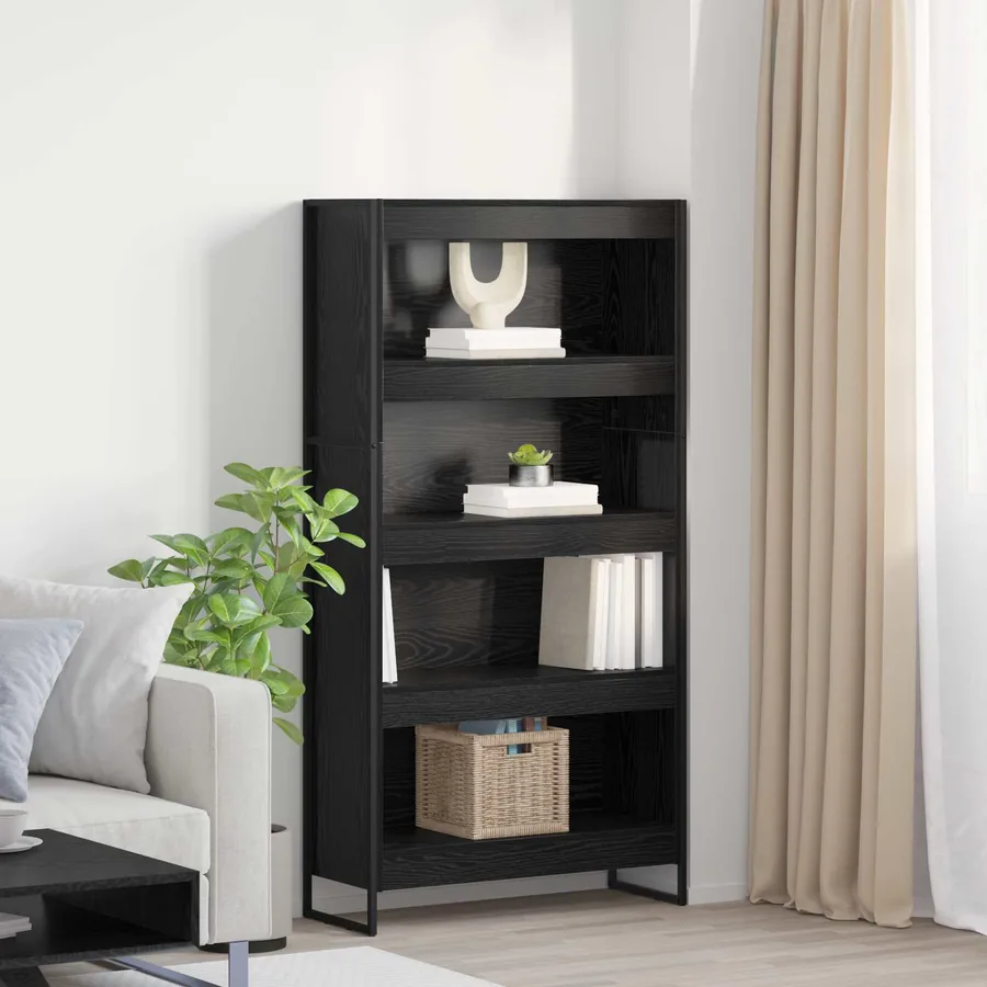 Bibliothèque 80 x 30 x 155 cm Bois d'ingénierie Chêne noir