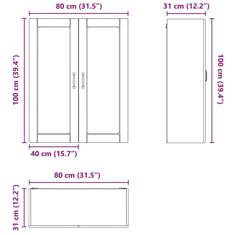 Cabinet en verre mural LUCCA Blanc 80 x 31 x 100 cm - 12