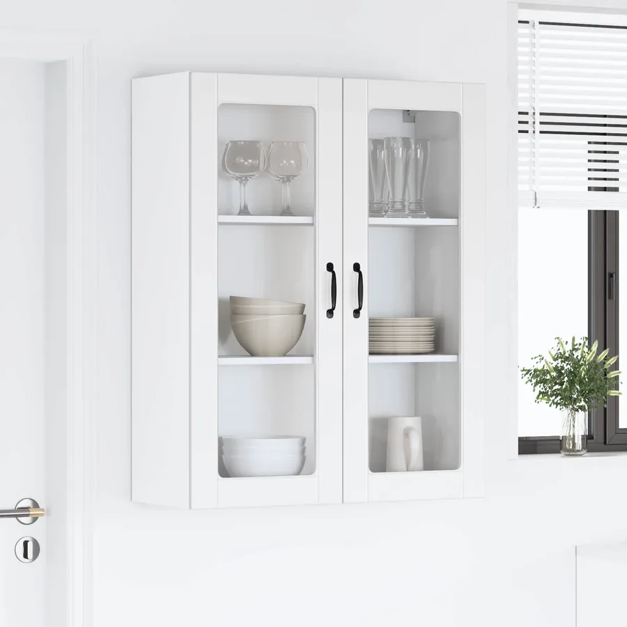 Cabinet en verre mural LUCCA Blanc 80 x 31 x 100 cm - 4