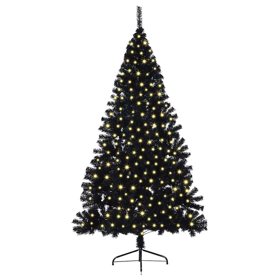 Sapin de Noël artificiel pré-éclairé Noir 180 cm PVC - 3