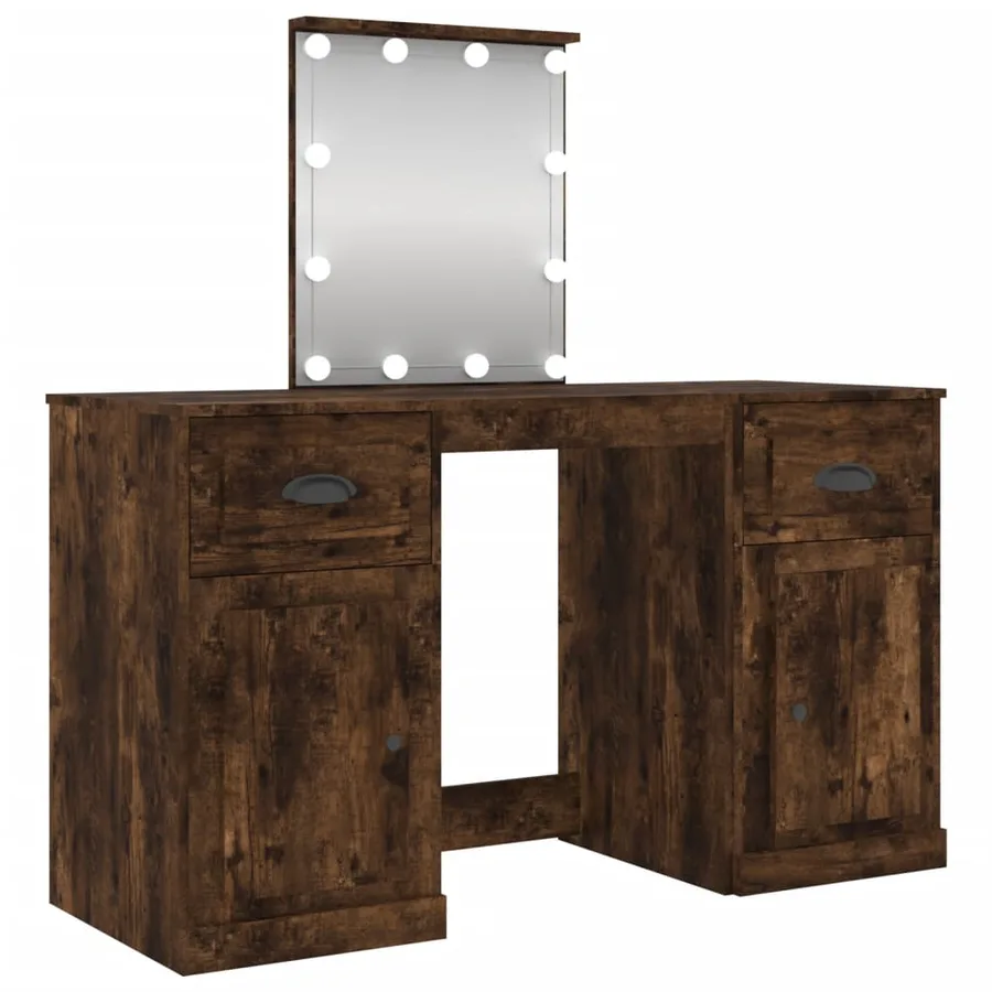Coiffeuse avec LED chêne fumé 130x50x132,5 cm - 2
