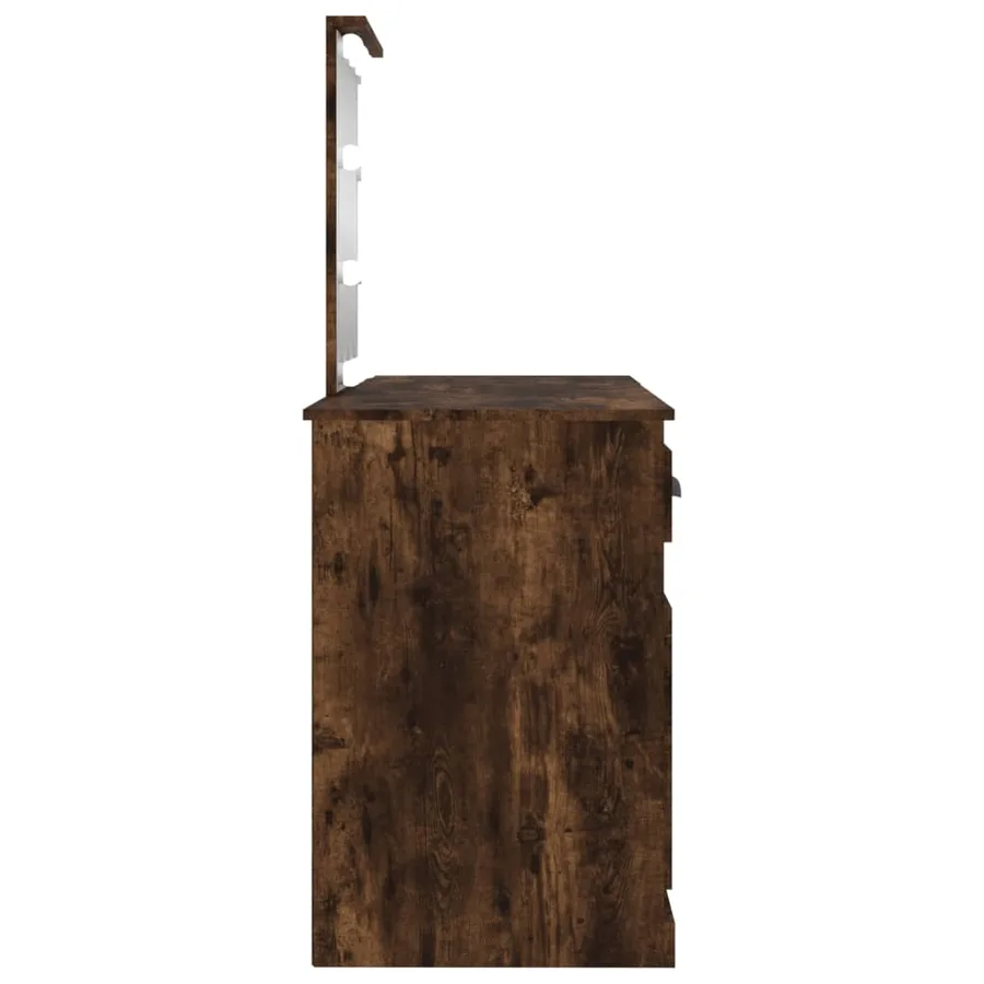 Coiffeuse avec LED chêne fumé 130x50x132,5 cm - 7