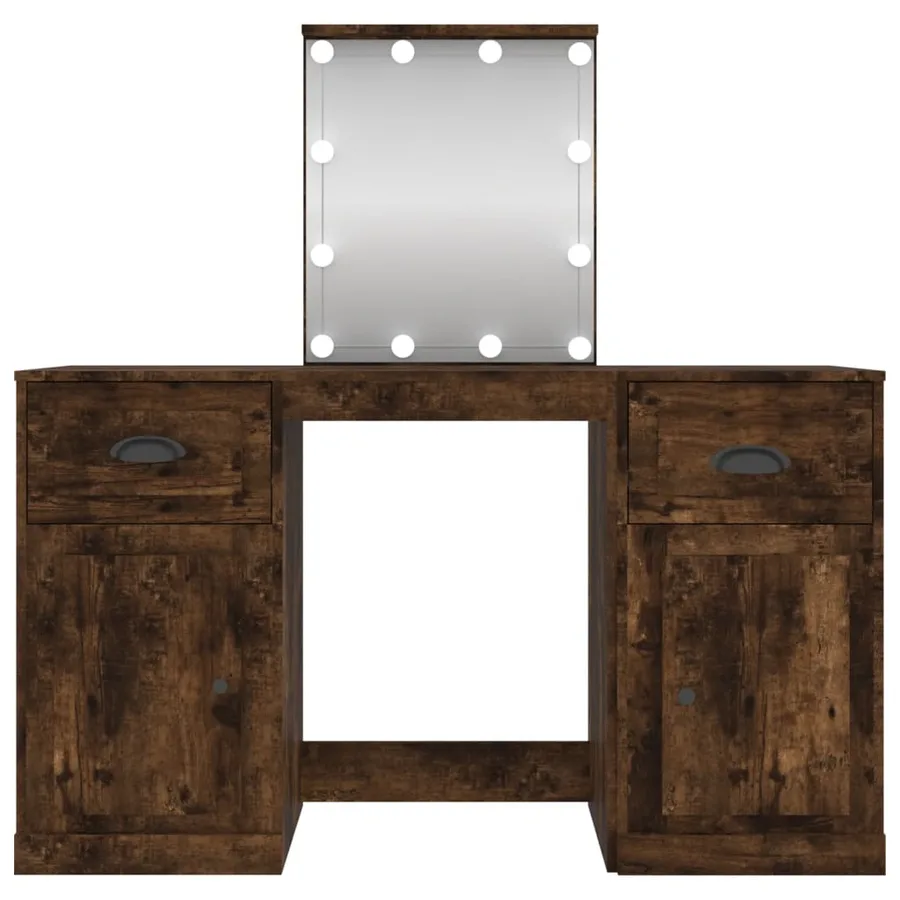 Coiffeuse avec LED chêne fumé 130x50x132,5 cm - 8