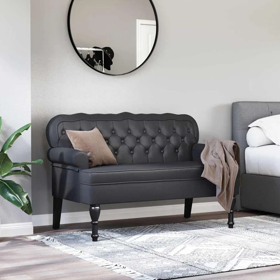 Banc Chesterfield Noir 119,5 x 64,5 x 75 cm Cuir synthétique - 3