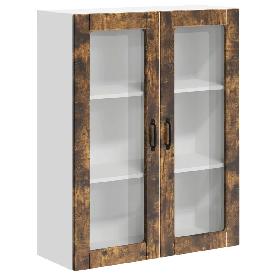 Cabinet en verre mural LUCCA Chêne fumé 80 x 31 x 100 cm - 2