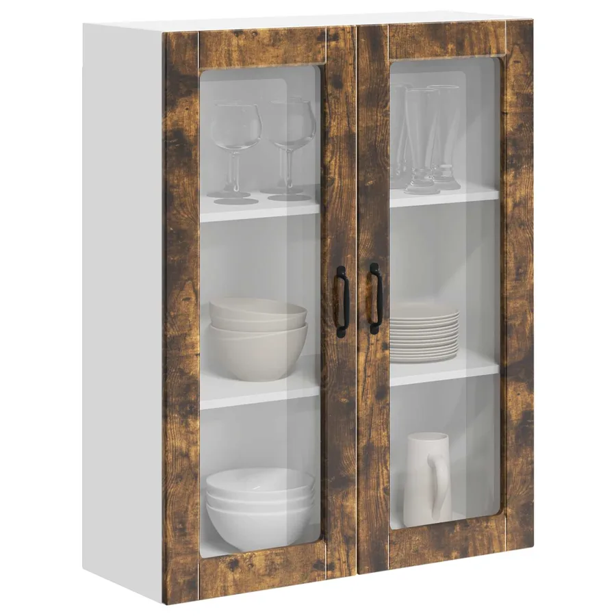 Cabinet en verre mural LUCCA Chêne fumé 80 x 31 x 100 cm - 3