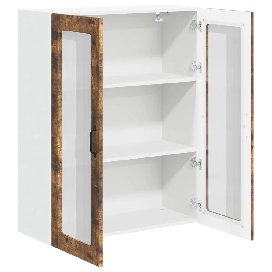 Cabinet en verre mural LUCCA Chêne fumé 80 x 31 x 100 cm - 5