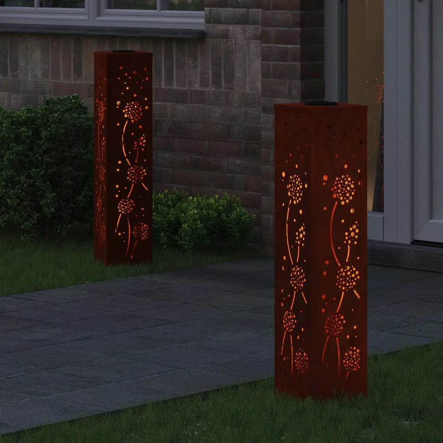 Lumière de chemin LED solaire 2 pcs Blanc chaud 18 x 18 x 80 cm - 3