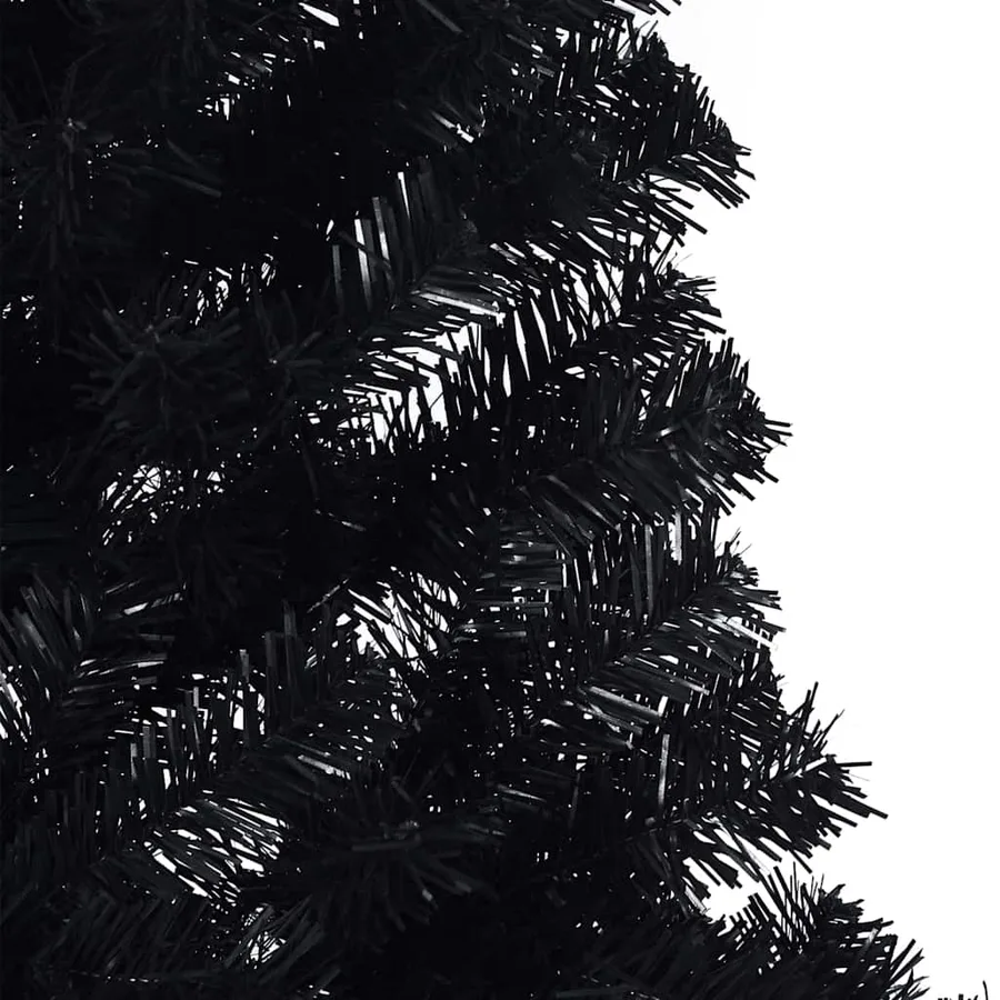 Sapin de Noël artificiel pré-éclairé Noir 180 cm PVC - 11