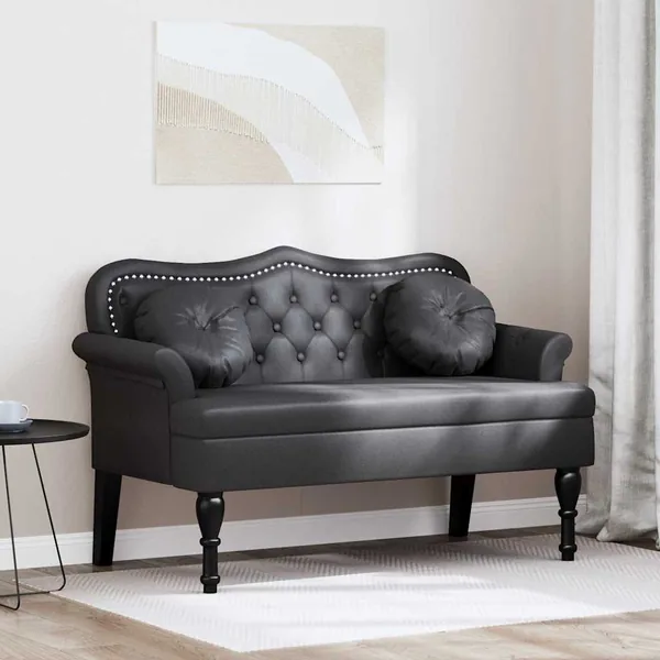 Banc Chesterfield Noir 120,5 x 65 x 75 cm Simili cuir