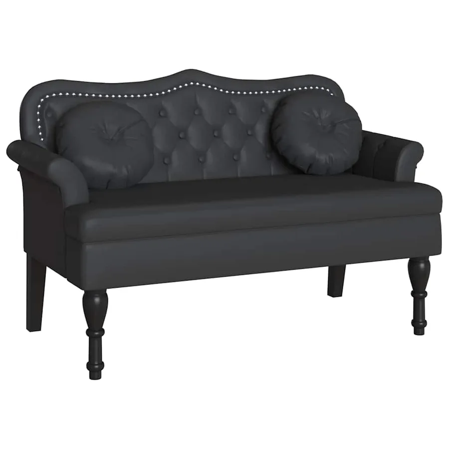 Banc Chesterfield Noir 120,5 x 65 x 75 cm Simili cuir - 2