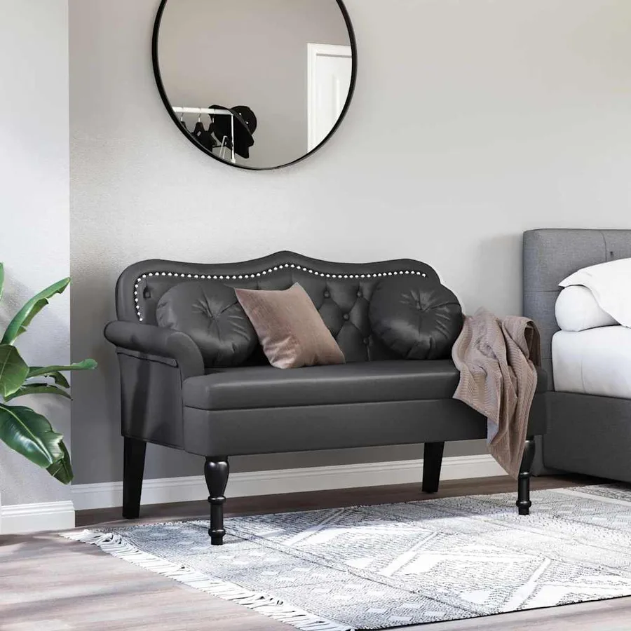 Banc Chesterfield Noir 120,5 x 65 x 75 cm Simili cuir - 3