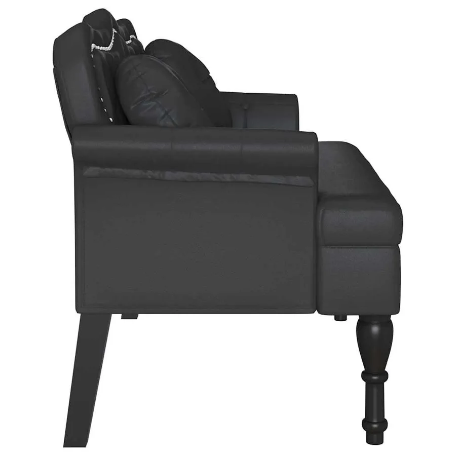 Banc Chesterfield Noir 120,5 x 65 x 75 cm Simili cuir - 5