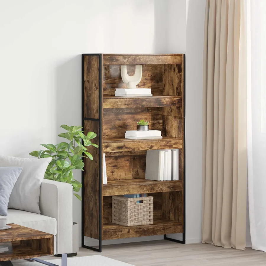 Bibliothèque 80 x 30 x 155 cm Bois d'ingénierie Chêne Fumé
