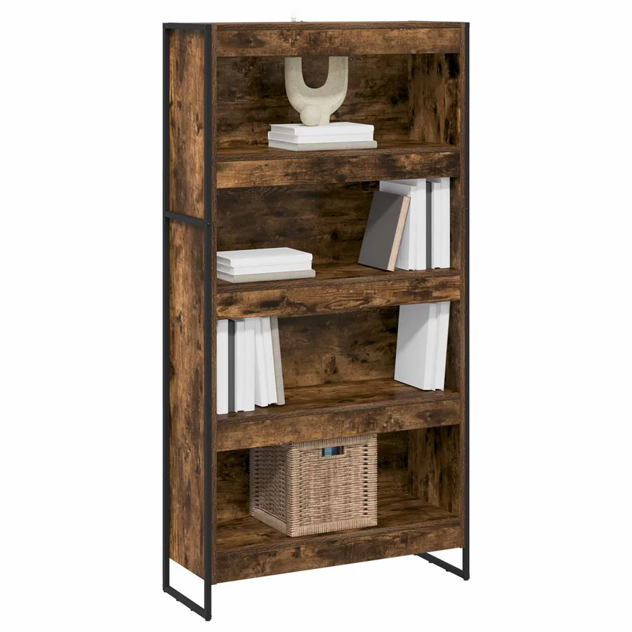 Bibliothèque 80 x 30 x 155 cm Bois d'ingénierie Chêne Fumé - 3
