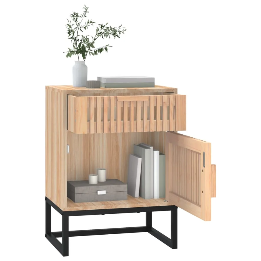 Table de chevet 40x30x55,5 cm bois d’ingénierie et fer - 4