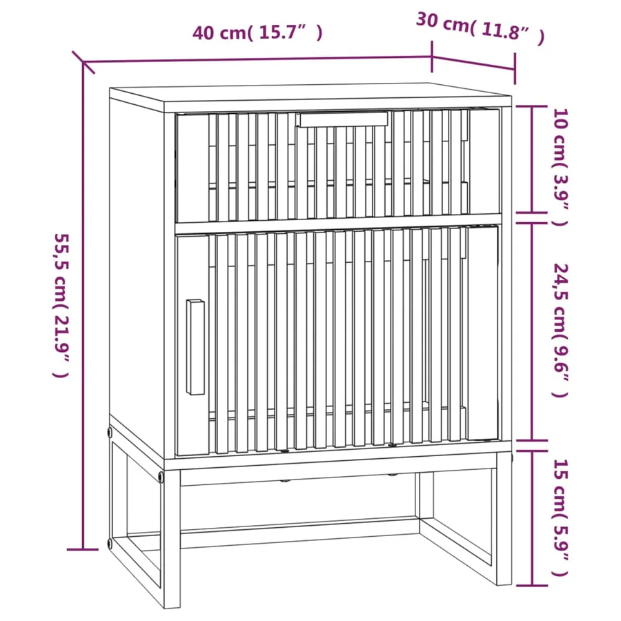 Table de chevet 40x30x55,5 cm bois d’ingénierie et fer - 8
