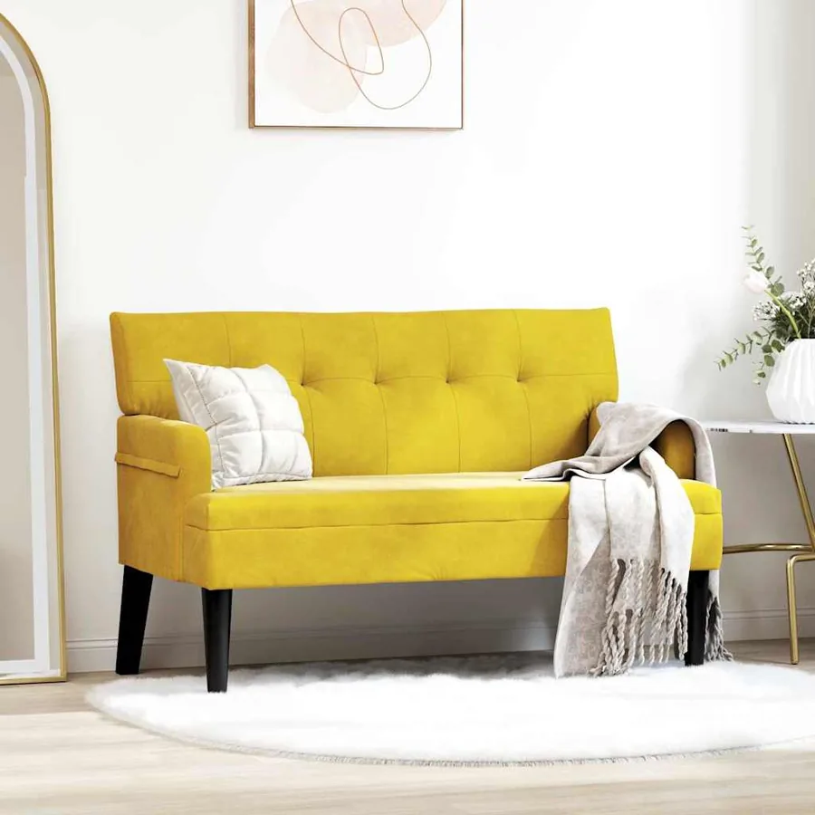 Banc Chesterfield Jaune 112 x 65,5 x 75 cm Velours