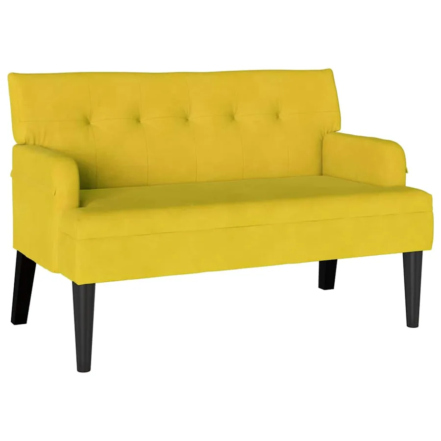 Banc Chesterfield Jaune 112 x 65,5 x 75 cm Velours - 2