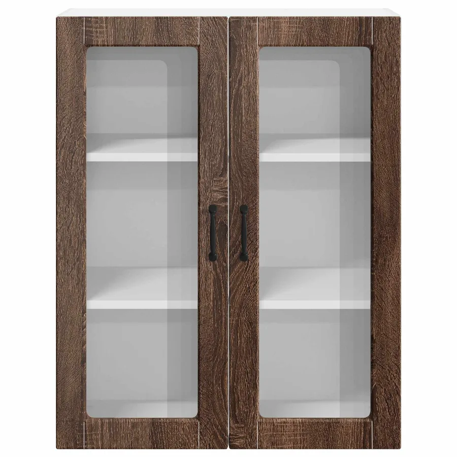 Cabinet en verre mural LUCCA Chêne brun 80 x 31 x 100 cm - 6