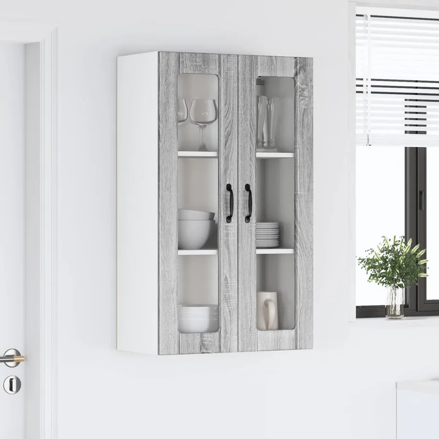 Cabinet en verre mural LUCCA Sonoma gris 60 x 31 x 100 cm - 4