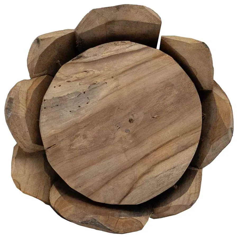 Sapin de Noël avec support Marron 111 cm Bois de teck solide - 10