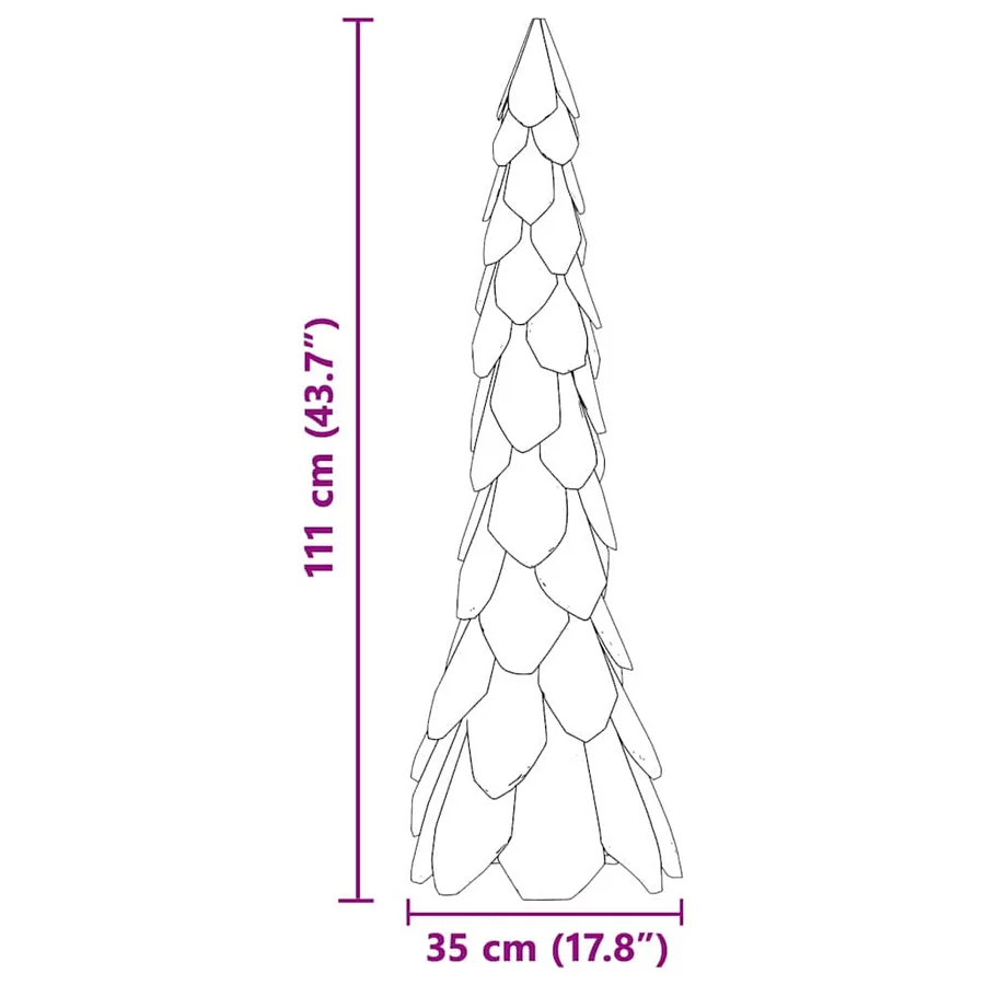 Sapin de Noël avec support Marron 111 cm Bois de teck solide - 11