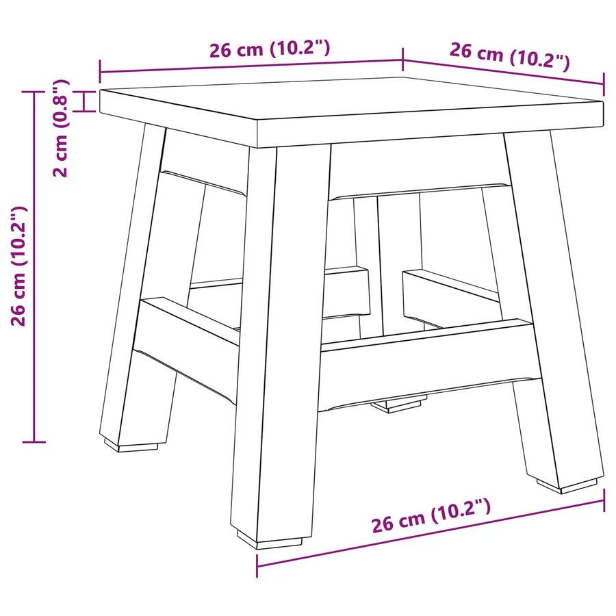 Tabouret Naturel 26 x 26 x 26 cm Bois d'Acajou - 8