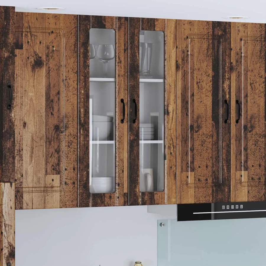 Cabinet en verre mural LUCCA Bois ancien 60 x 31 x 100 cm