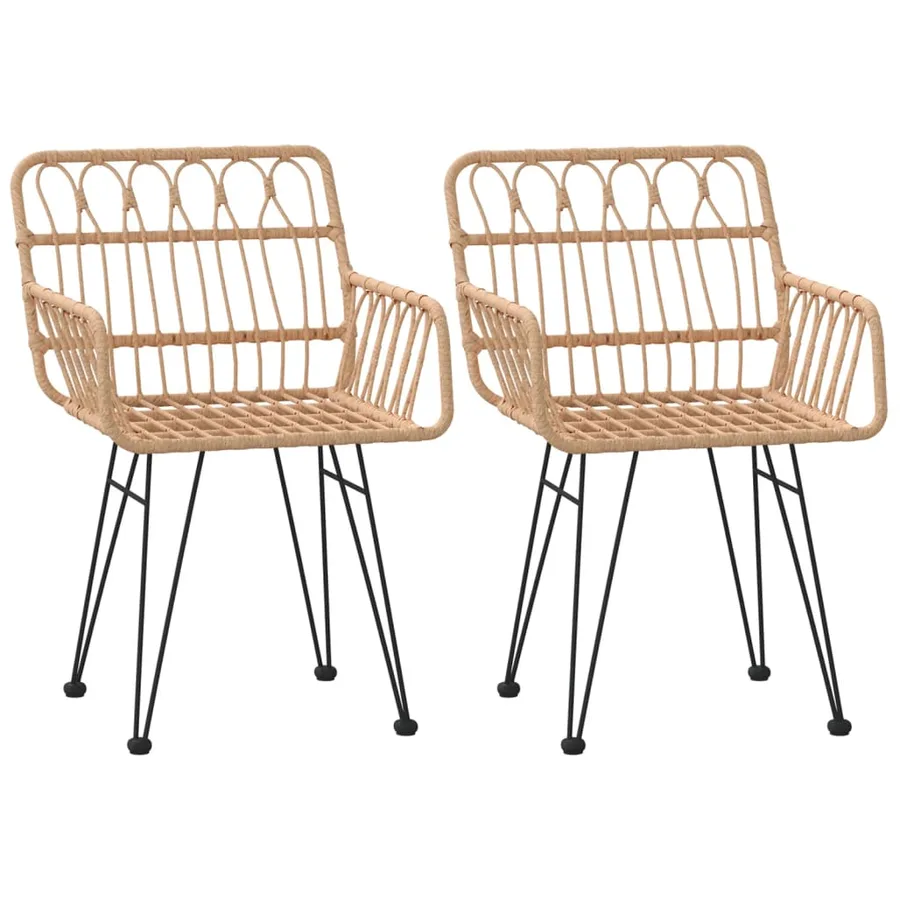 Chaises de jardin lot de 2 accoudoir 56x64x80 cm Résine tressée - 2