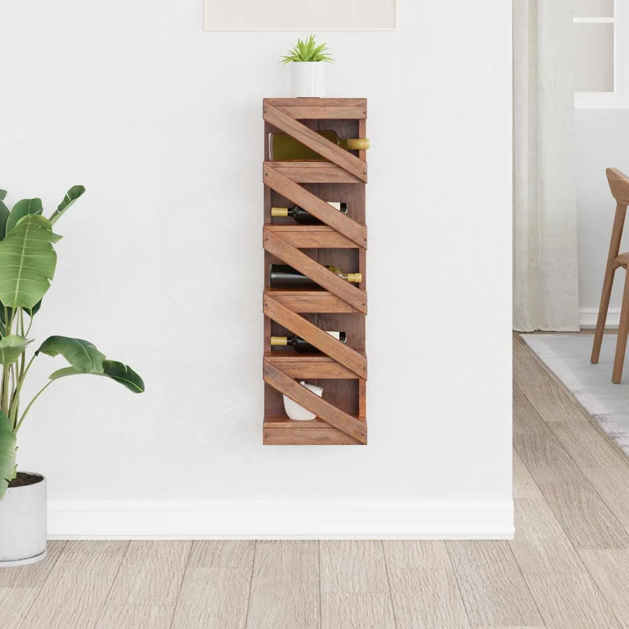 Étagère à vin Naturel 24 x 14 x 80 cm Bois de Mahogany Massif - 4
