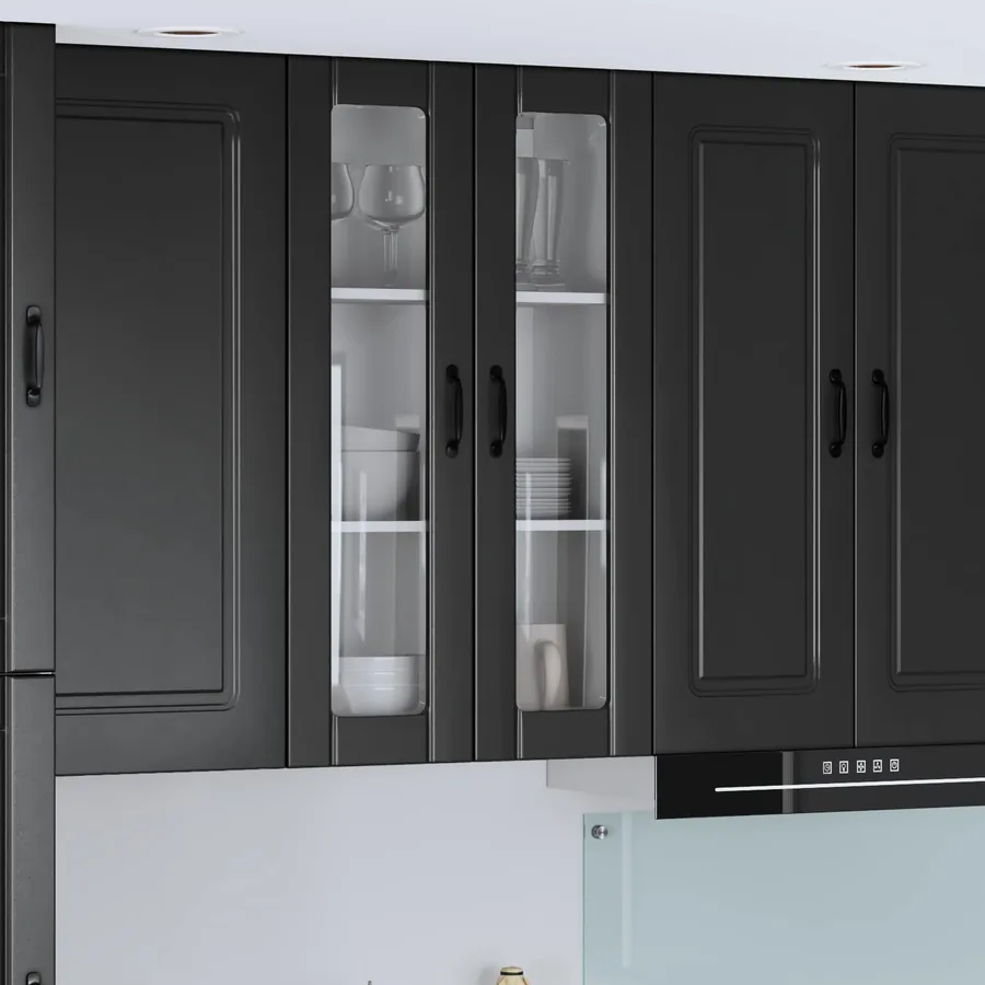 Cabinet en verre mural LUCCA Noir 60 x 31 x 100 cm