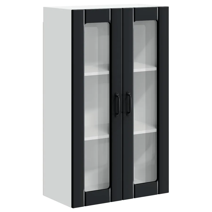 Cabinet en verre mural LUCCA Noir 60 x 31 x 100 cm - 2