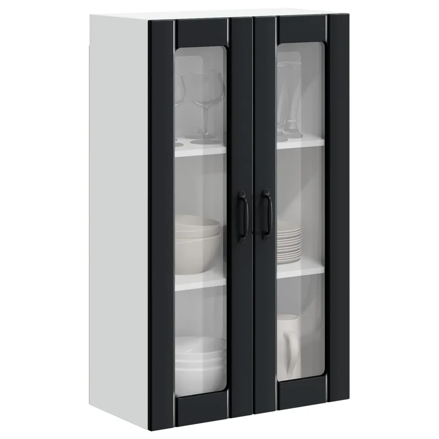 Cabinet en verre mural LUCCA Noir 60 x 31 x 100 cm - 3