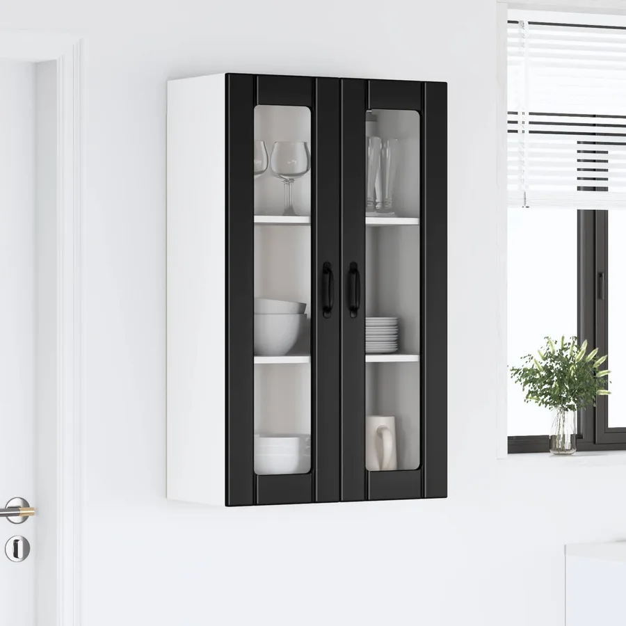 Cabinet en verre mural LUCCA Noir 60 x 31 x 100 cm - 4