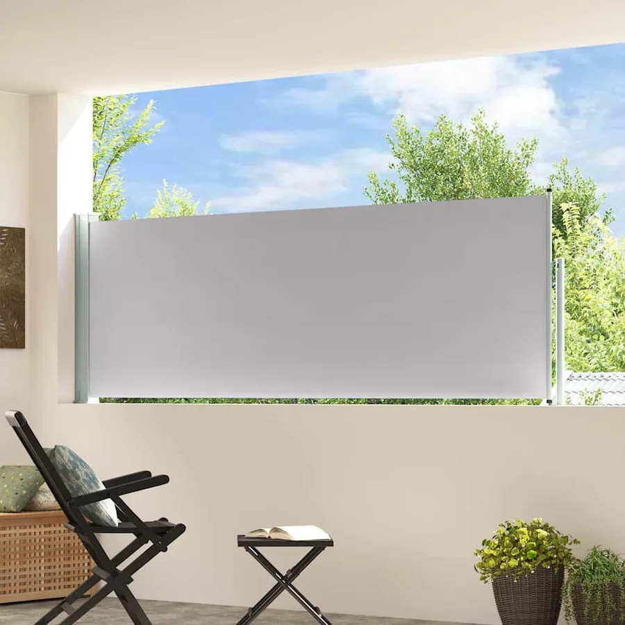 Auvent latéral rétractable de patio 100x300 cm Gris - 3