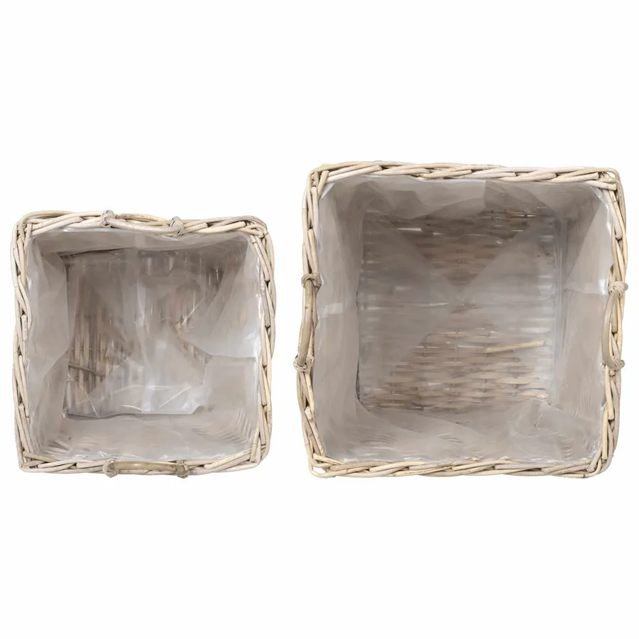 Panier de Plante avec stockage 2 pc Gris naturel Rattan Kubu - 6