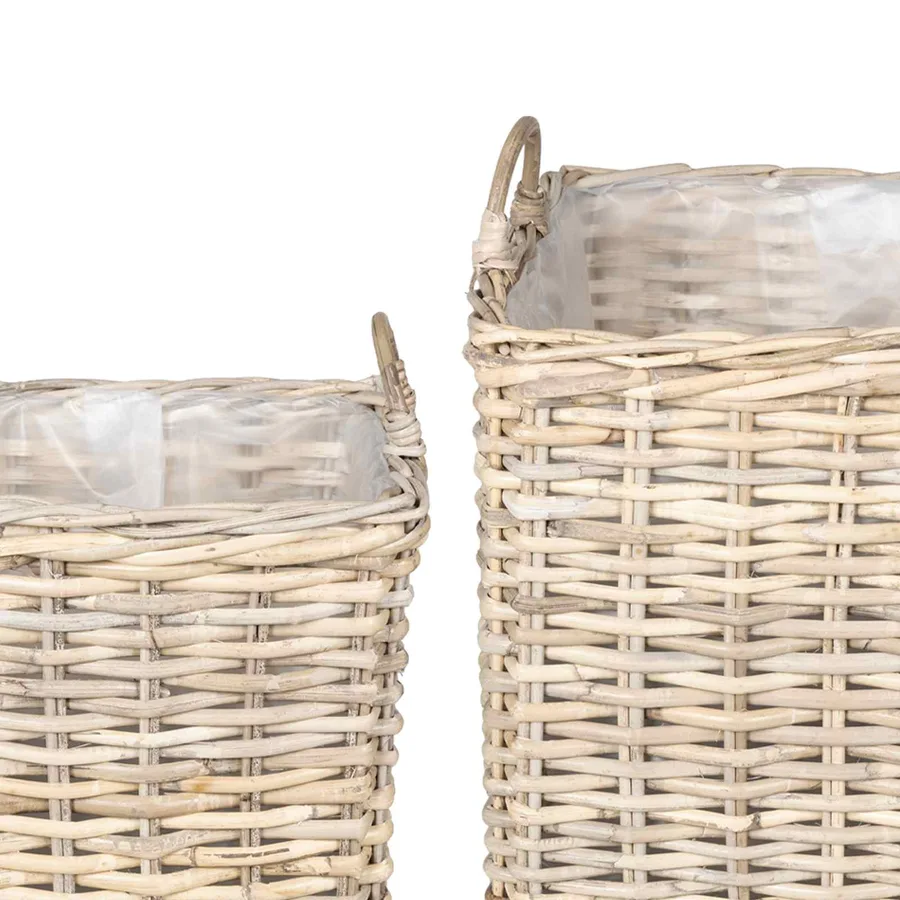 Panier de Plante avec stockage 2 pc Gris naturel Rattan Kubu - 7