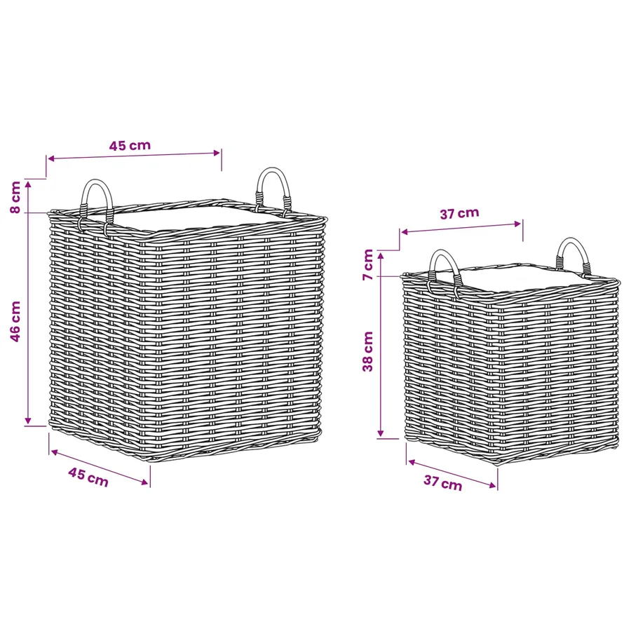 Panier de Plante avec stockage 2 pc Gris naturel Rattan Kubu - 9