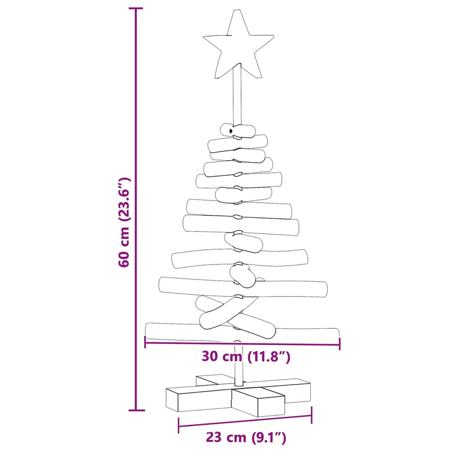 Sapin de Noël avec support Marron 60 cm Bois de teck solide - 11