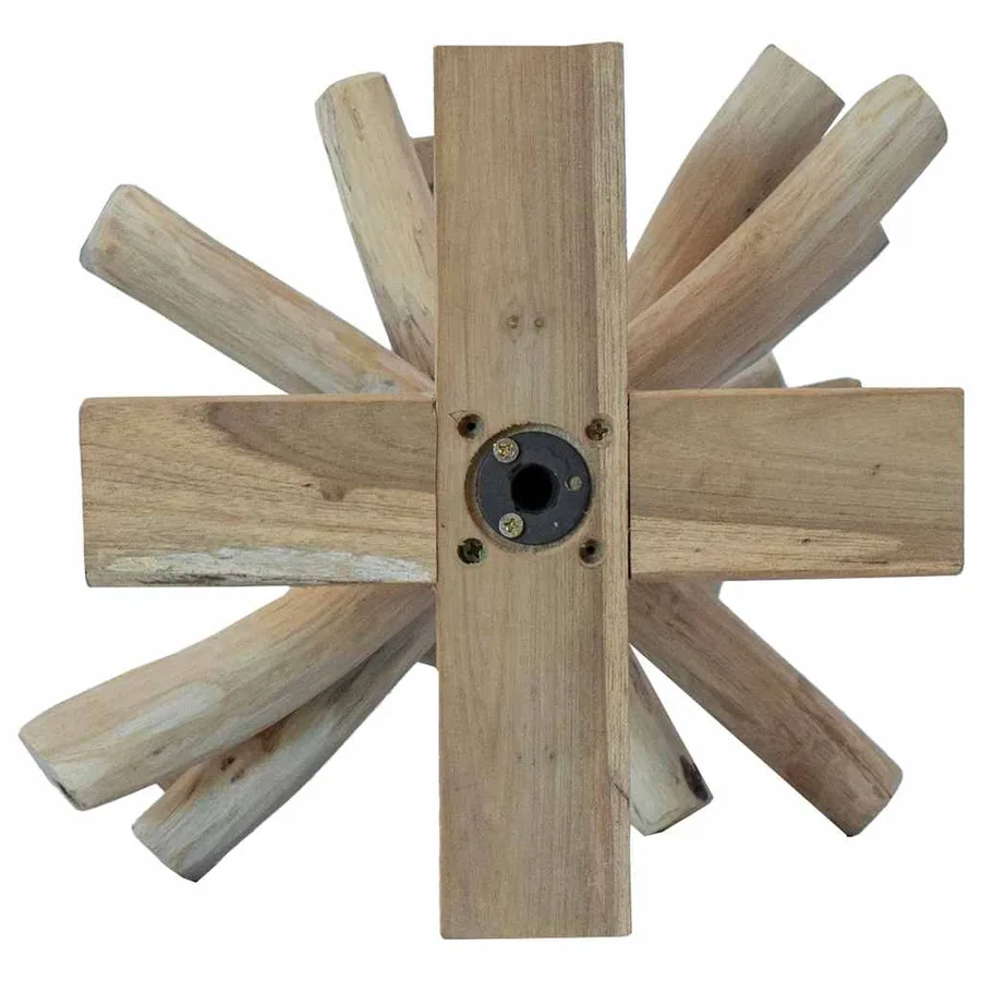 Sapin de Noël avec support Marron 60 cm Bois de teck solide - 8
