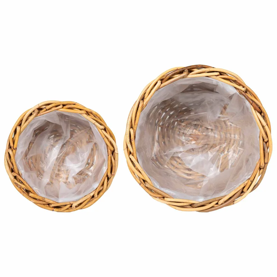 Panier à plantes avec stockage 2 pc Brun Naturel Rattan Kubu - 6