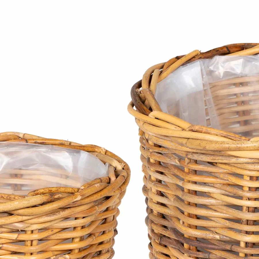 Panier à plantes avec stockage 2 pc Brun Naturel Rattan Kubu - 7