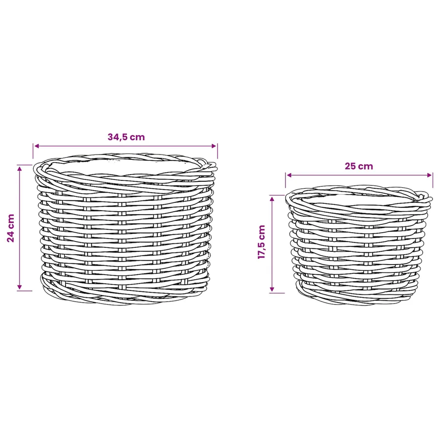 Panier à plantes avec stockage 2 pc Brun Naturel Rattan Kubu - 9